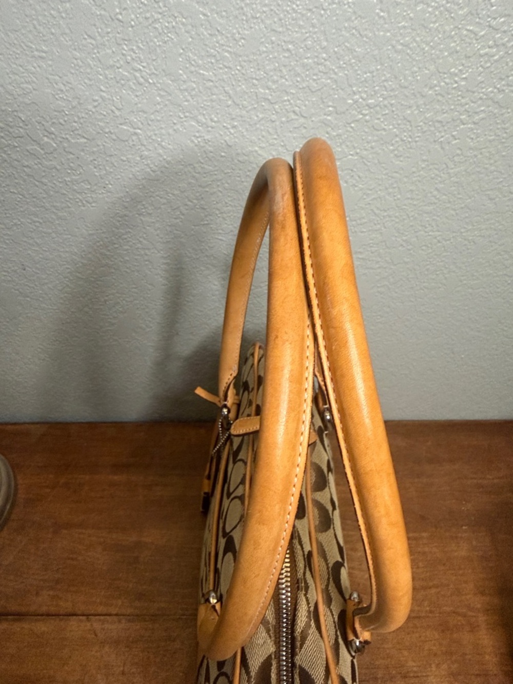 Coach Set Brown and Tan Signature Canvas Shoulder Dome Bag with Wallet 2000 - Picture 8 of 14